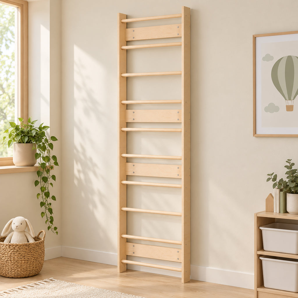 BusyKids EVERGYM Sprossenwand aus Holz – Basismodell Natur – Premium-Produktansicht