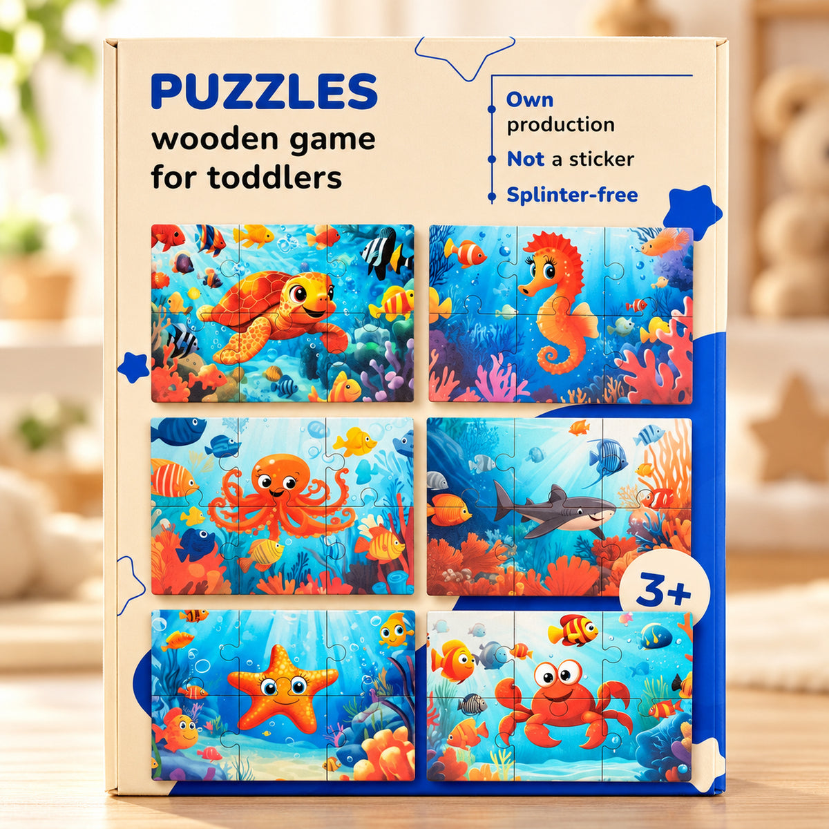 BusyKids Holzpuzzle-Set Unterwasserwelt – 36 Teile – Premium-Produktansicht