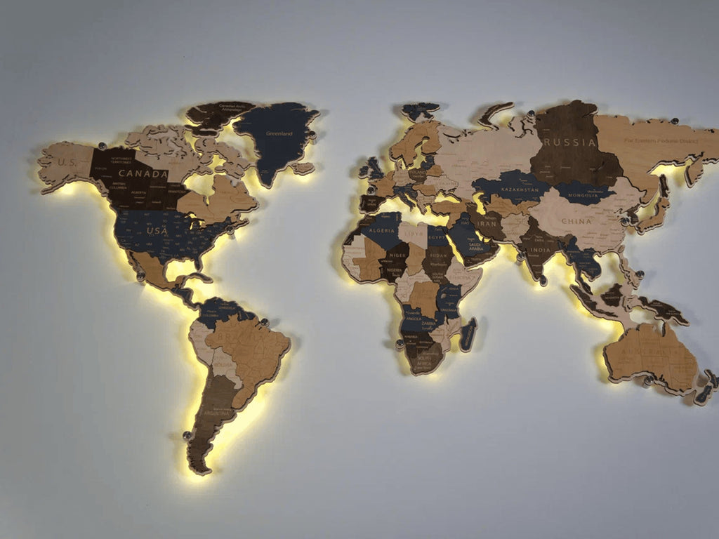 BusyKids Illuminated Wooden World Map MAX