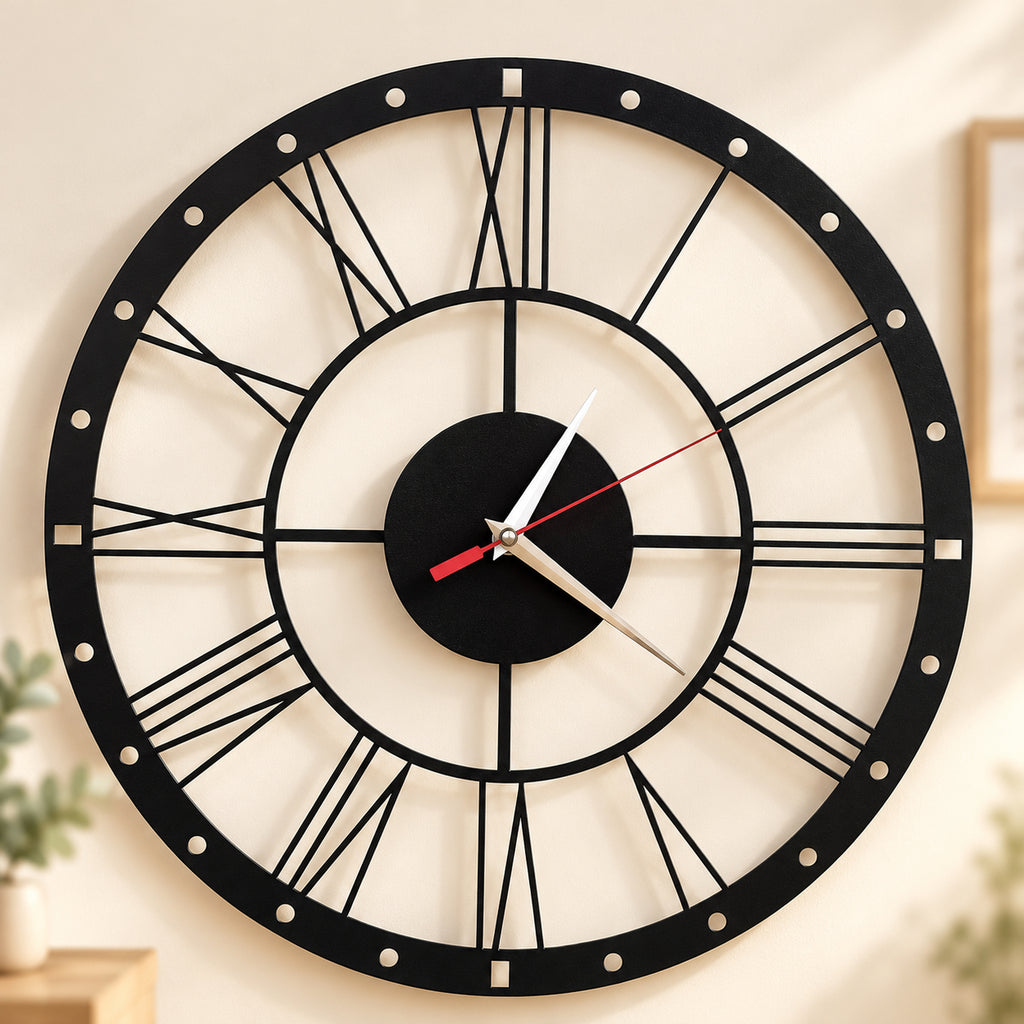 BusyKids Klassische Holz-Wanduhr – Schwarz – Premium-Produktansicht