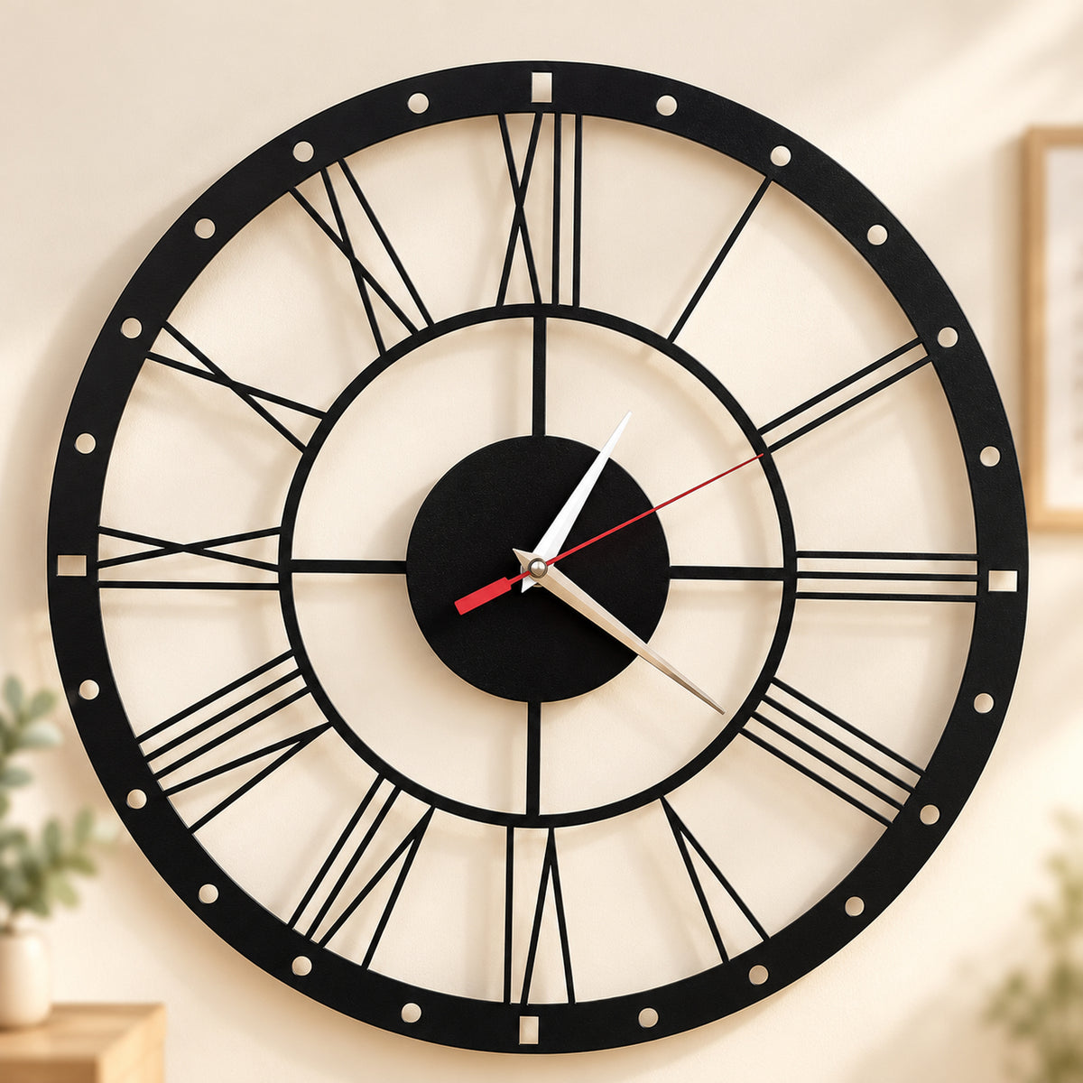 BusyKids Klassische Holz-Wanduhr – Schwarz – Premium-Produktansicht