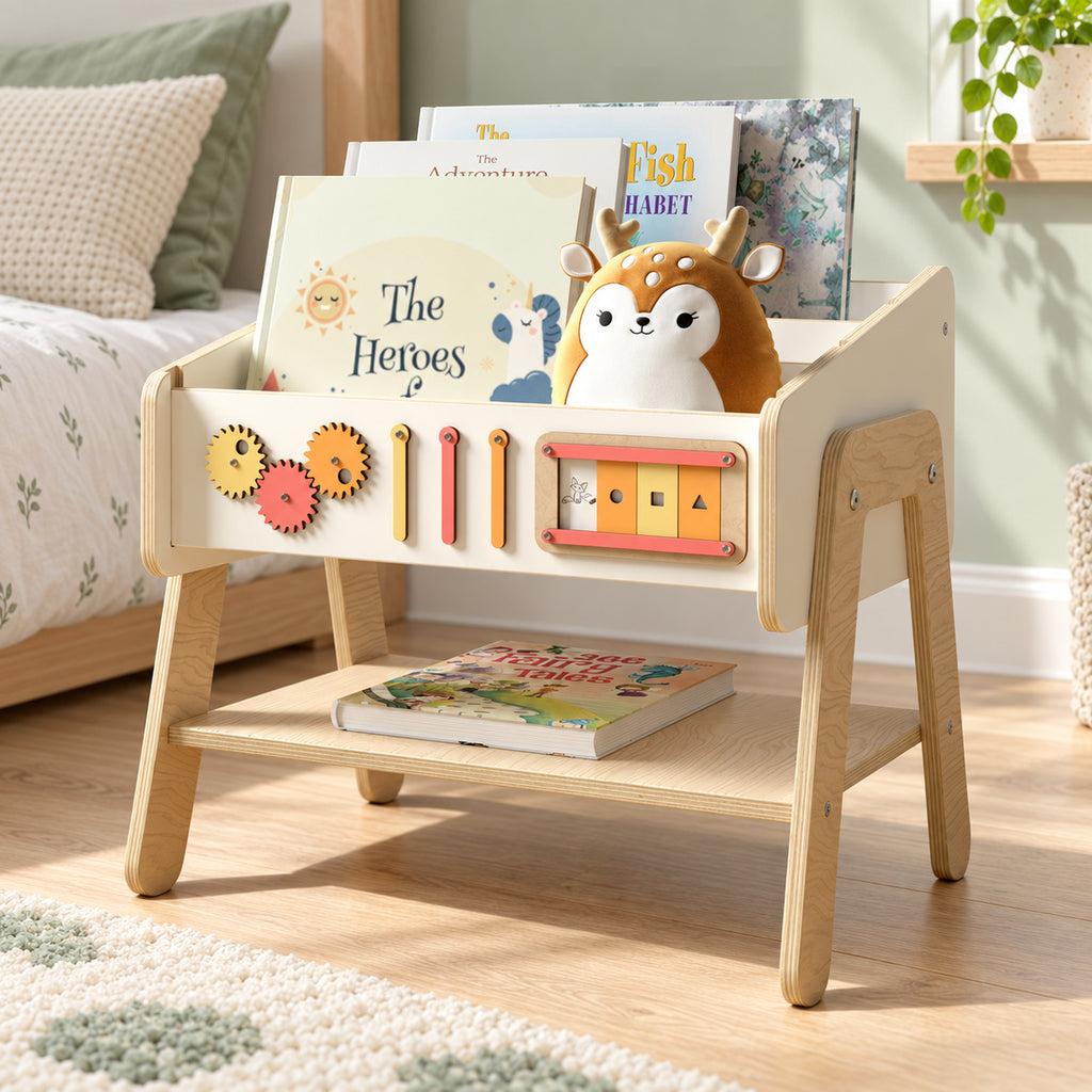 BusyKids LILU 3-in-1-Kinderbücherregal, Stuhl & Nachttisch – Premium-Produktansicht