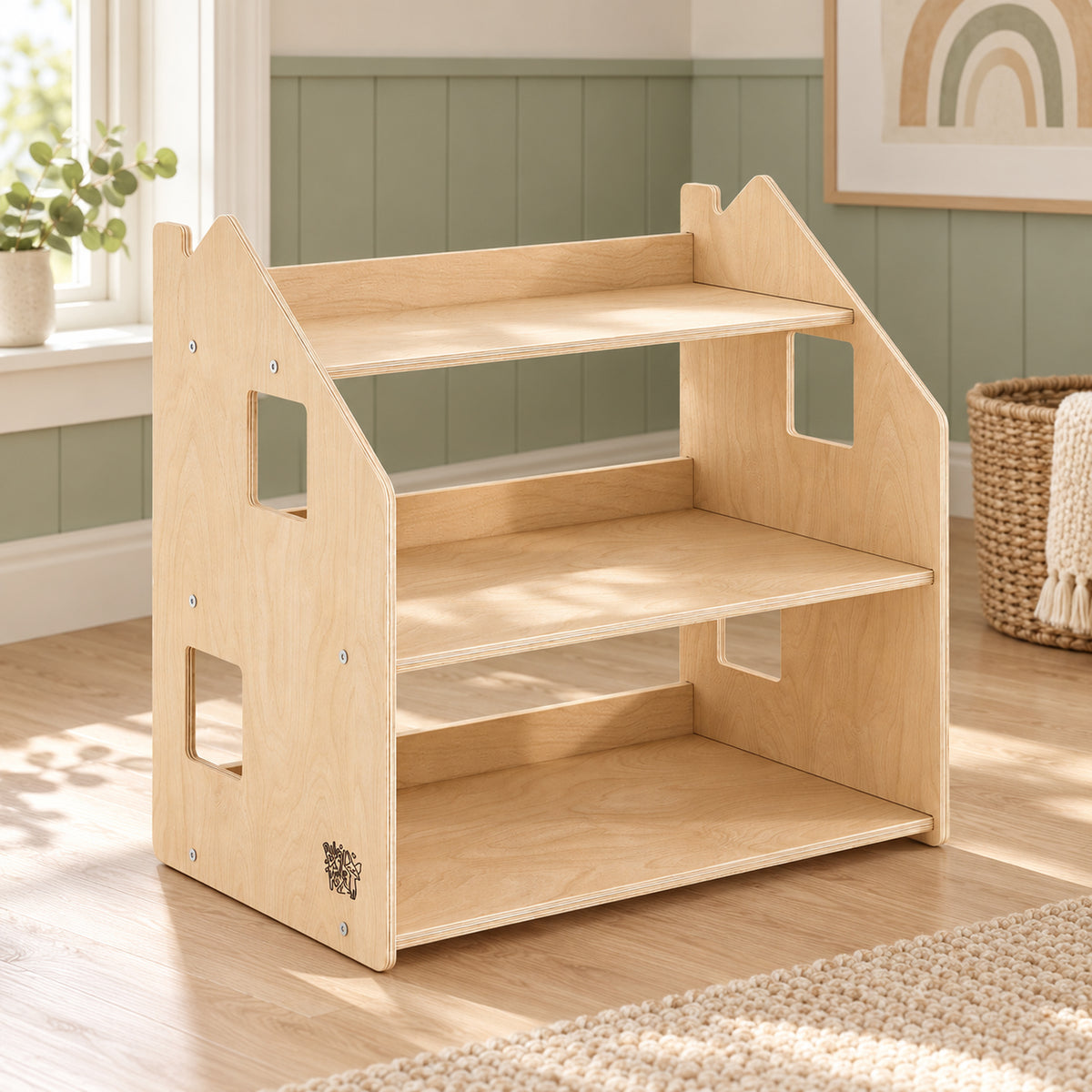 BusyKids Montessori-Kinderregal für Spielzeug – Natur – Premium-Produktansicht