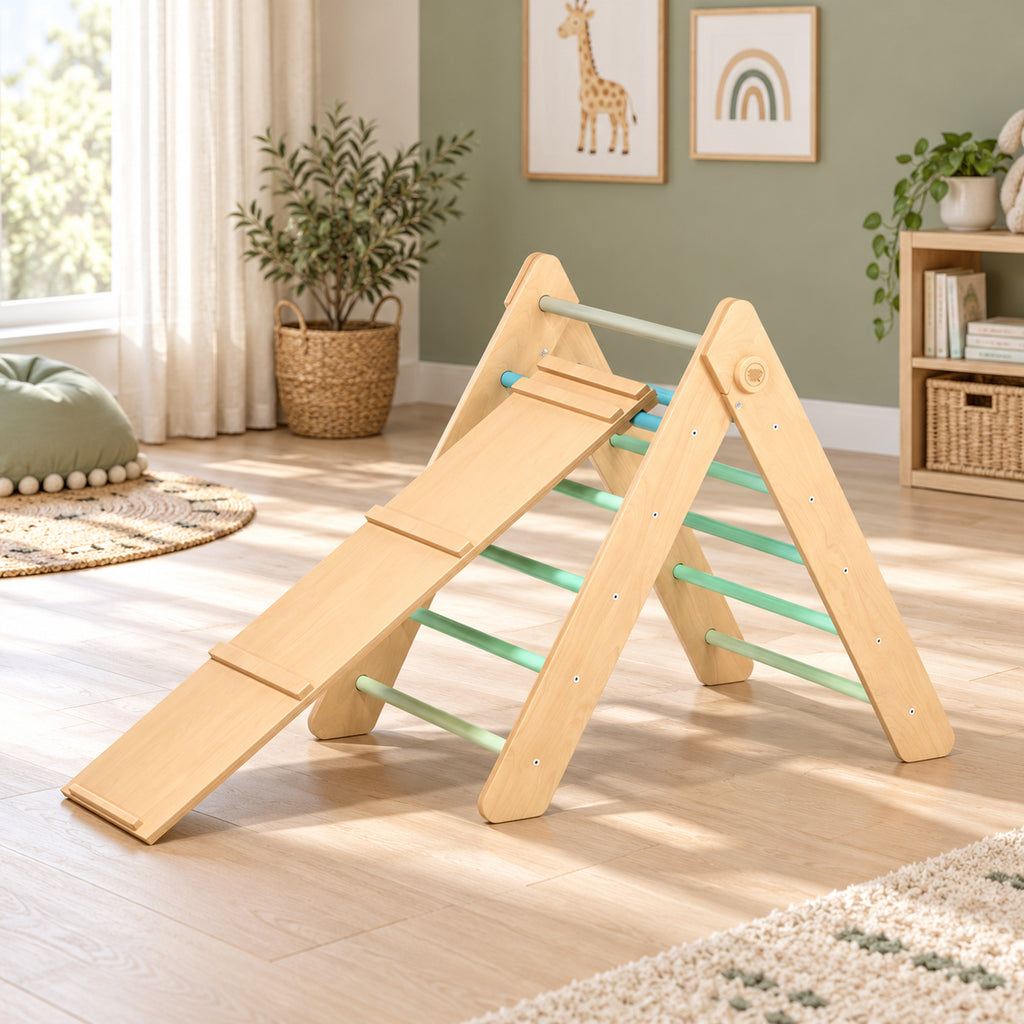 BusyKids Pikler-Kletterdreieck mit Rutsche & Kletterrampe – Premium-Produktansicht