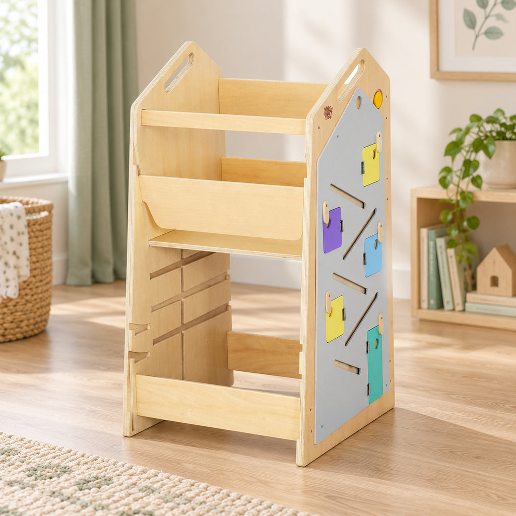 BusyKids Play XL Lernturm, Tisch & Stuhl – Vanille – Premium-Produktansicht