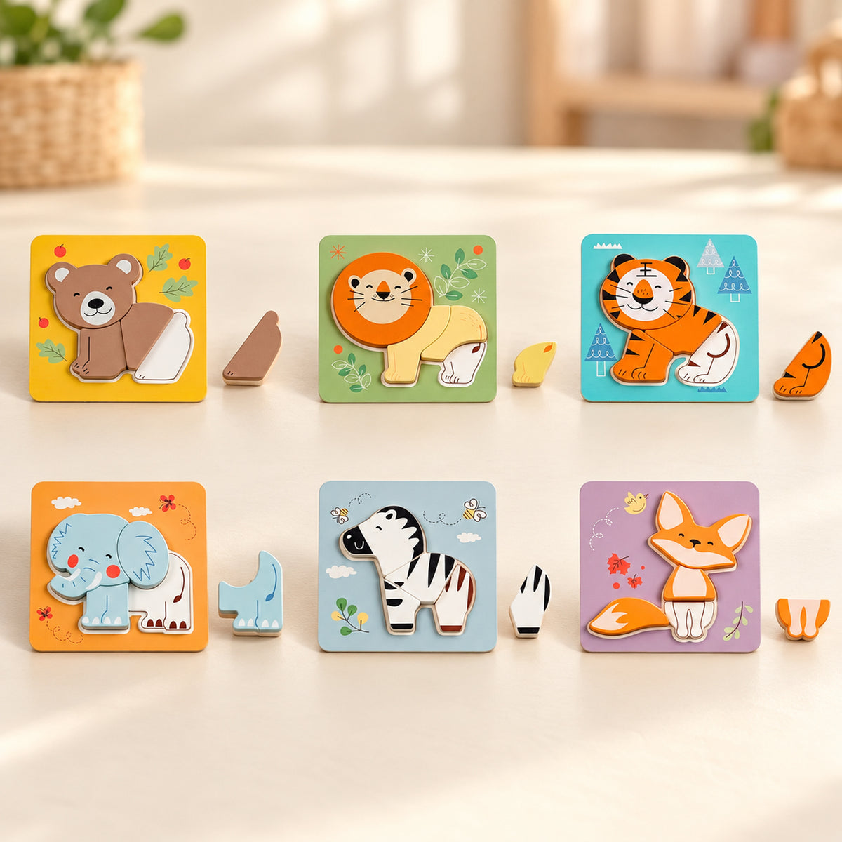 BusyKids Tierpuzzle-Set 6-in-1 – Premium-Produktansicht