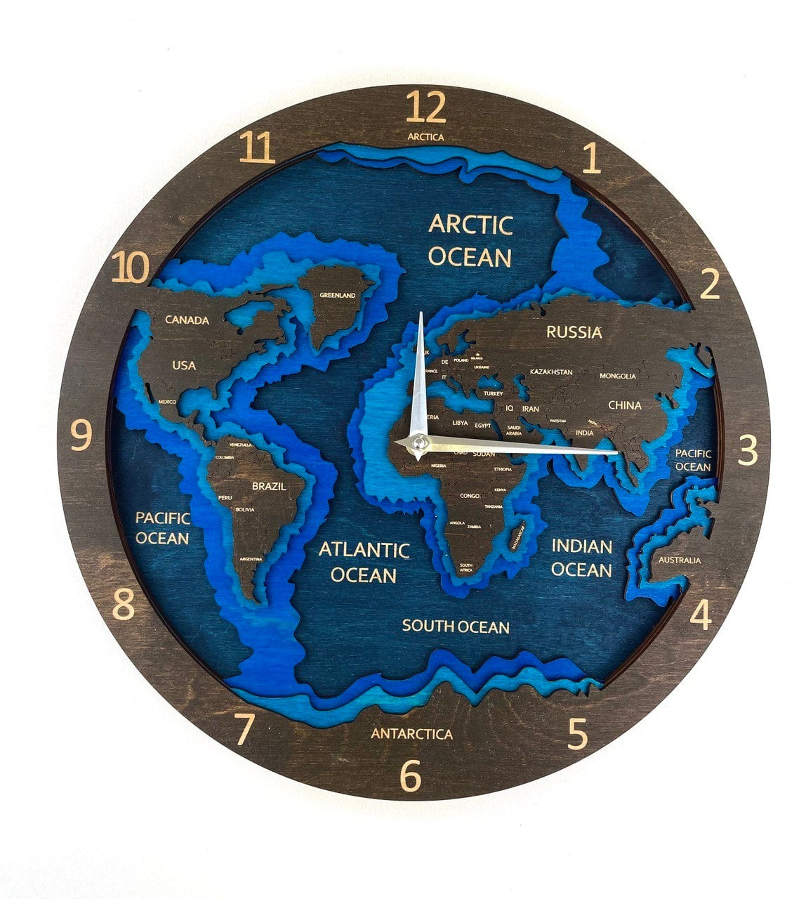 BusyKids Wooden World Map Wall Clock