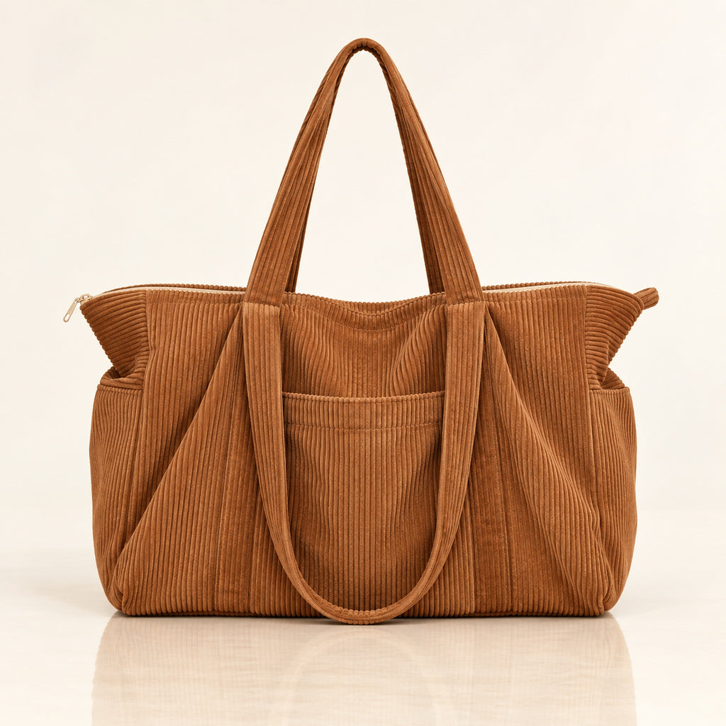 moi mili Mom Bag & Weekender aus Cord – Karamell
