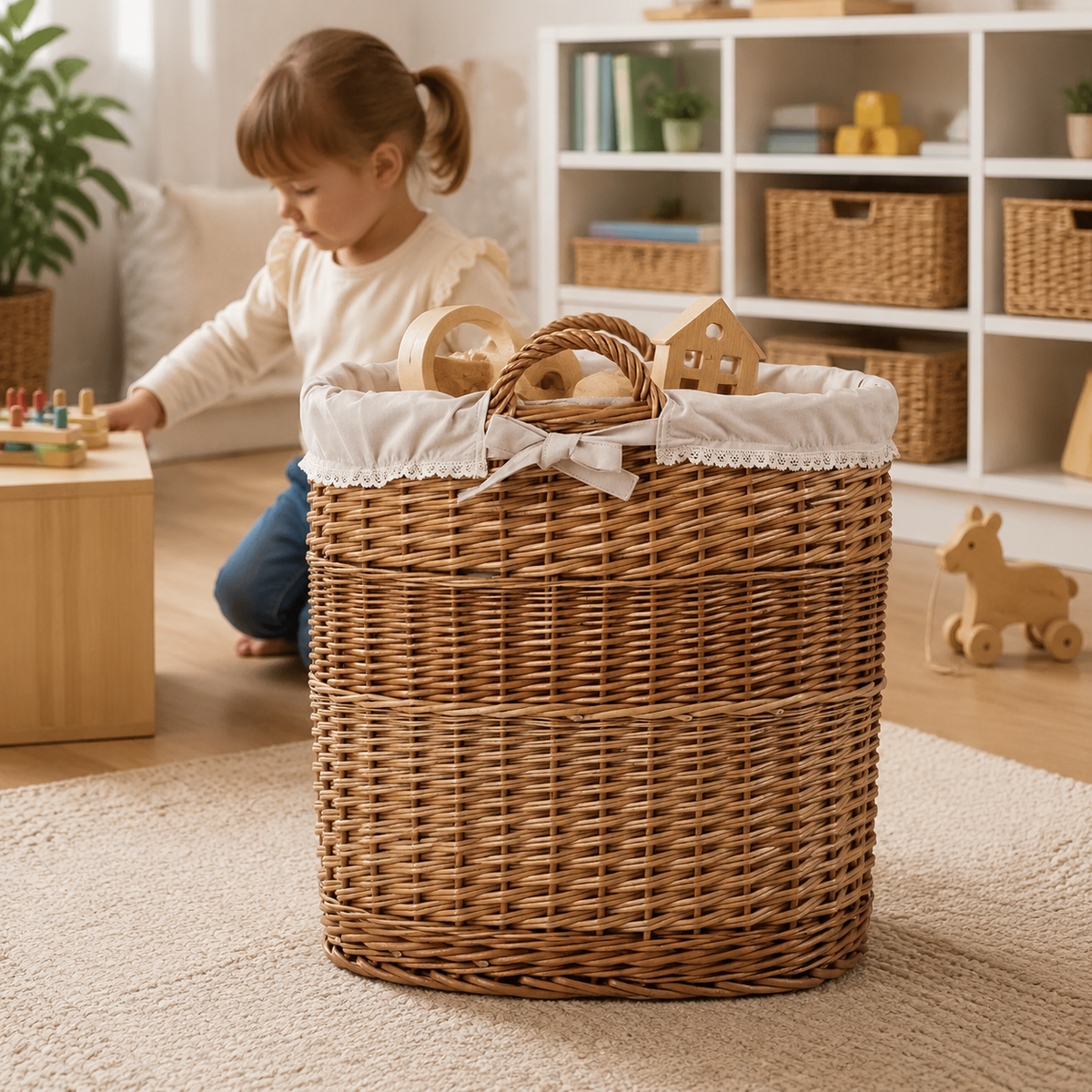 Großer Celia Spielzeugkorb aus Weide im Kinderzimmer