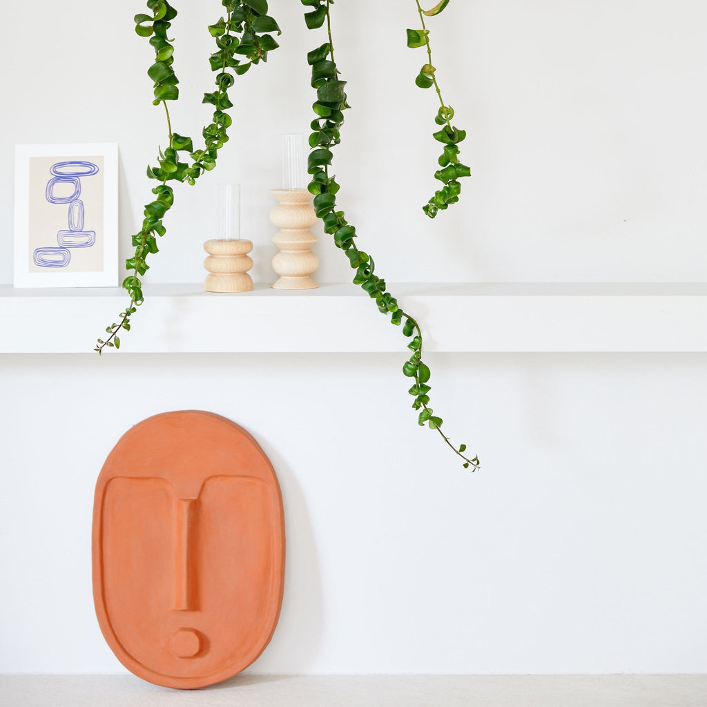 Keramik-Wandmaske – Strukturiert Terrakotta-Orange – Originalansicht 5