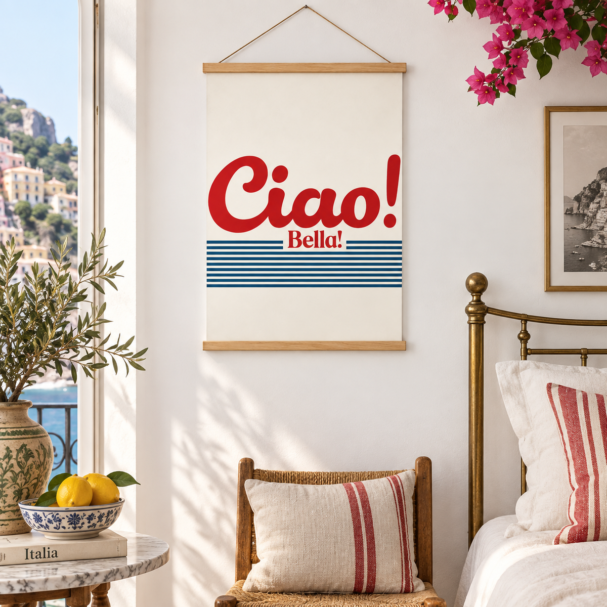 Poster Ciao Bella in italienischer Atmosphäre – quadratisch