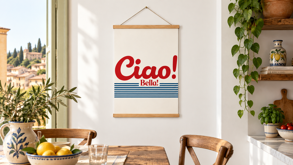 Poster Ciao Bella in italienischer Atmosphäre – Panorama
