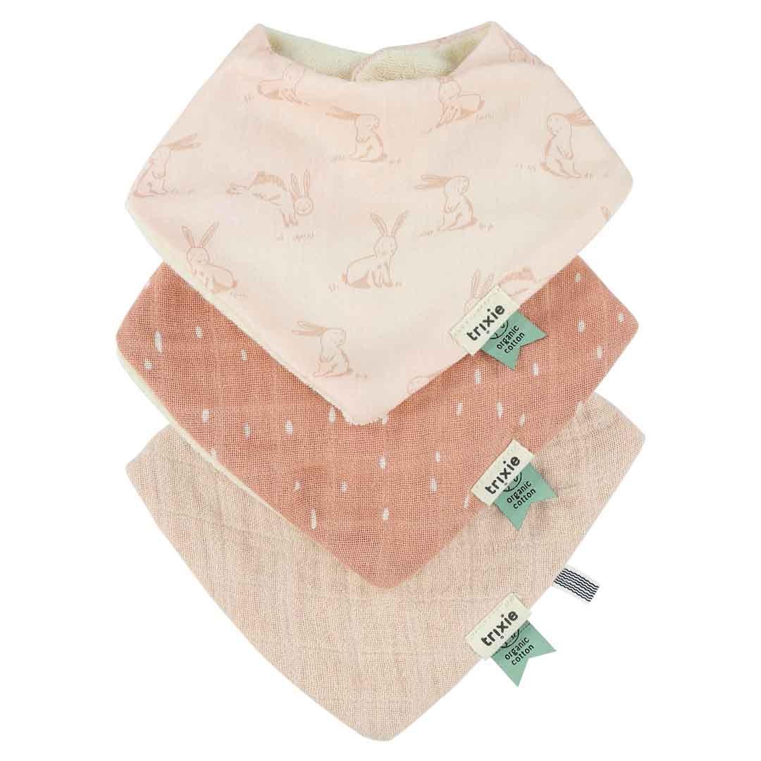 Trixie Baby-Bandana-Lätzchen aus Bio-Baumwolle, 3er-Set – Rosy Rabbit – weitere Ansicht
