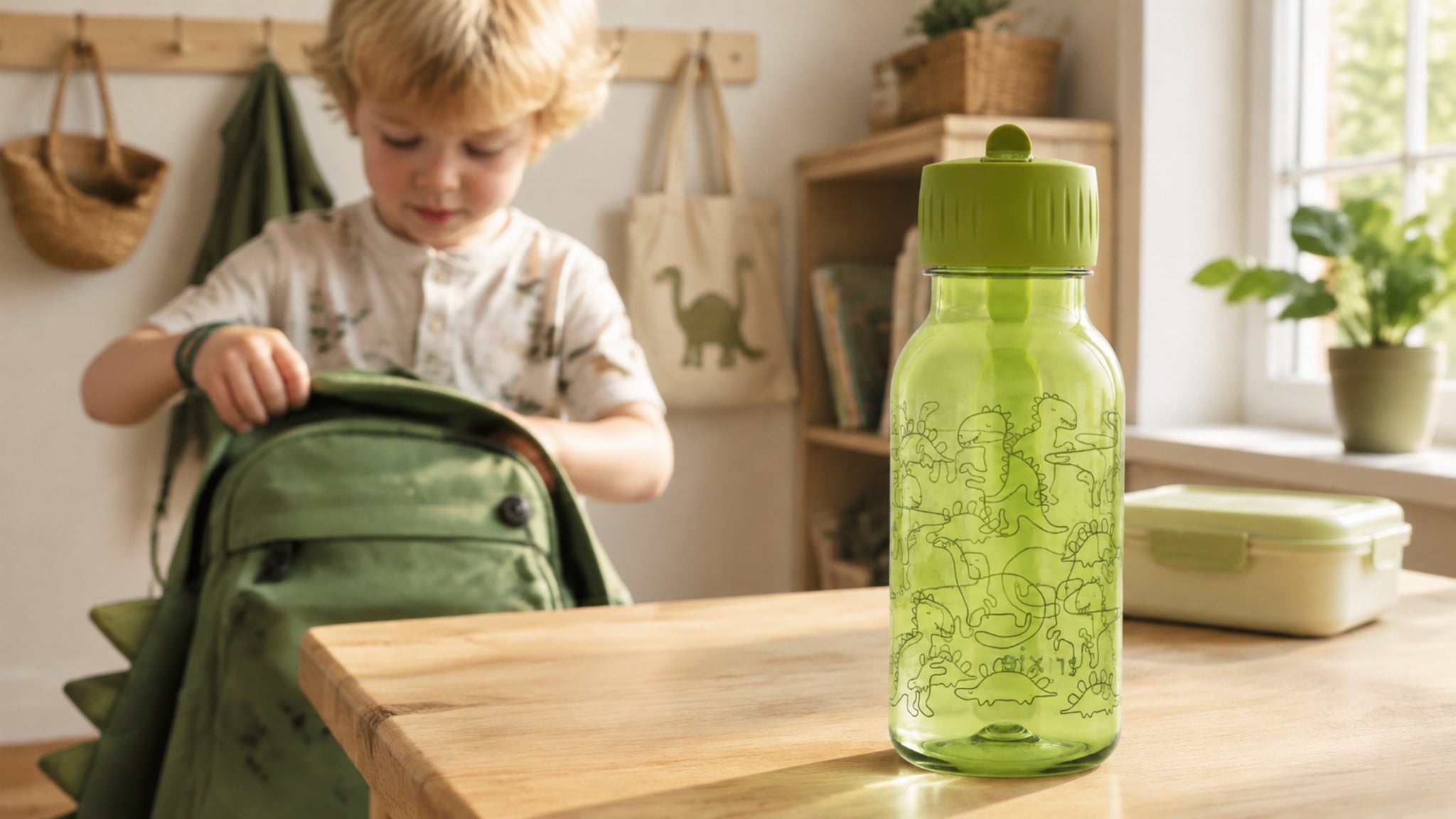Trixie Daring Dino Trinkflasche 350 ml im Kindergartenalltag
