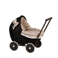 Dark Wicker Doll Pram Lili – Beige Bedding