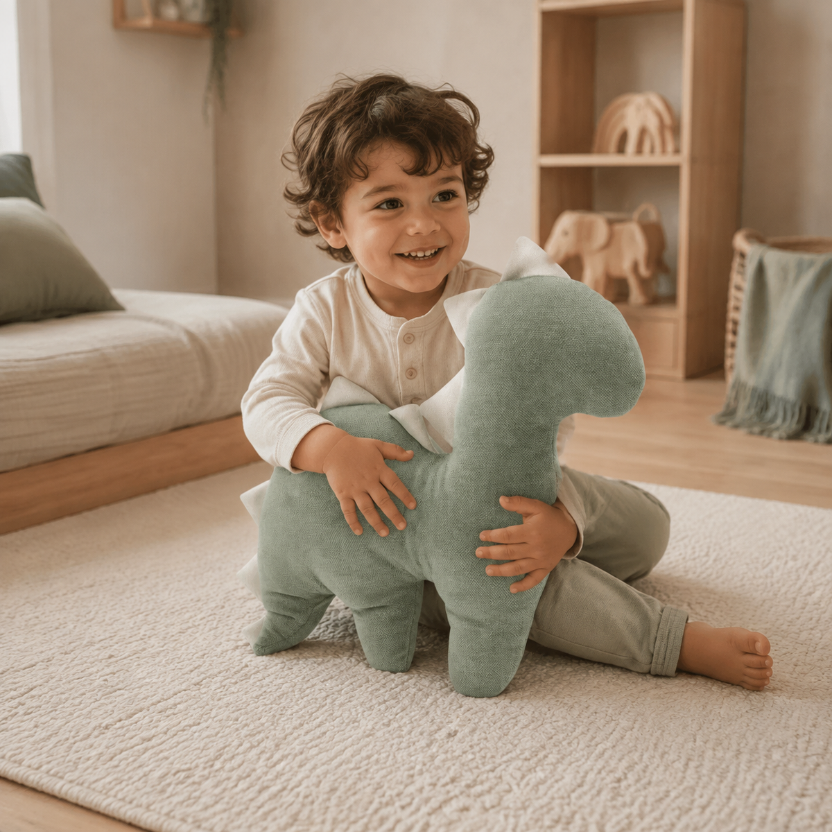Dino Kuschelkissen im Kinderzimmer – bees&blooms