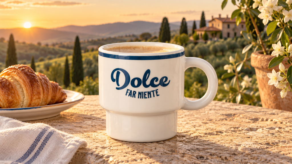 Keramiktasse Dolce far Niente in italienischer Atmosphäre – Panorama
