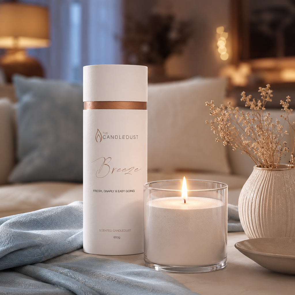 Duft-Pulverkerze Breeze in warmer Abendstimmung