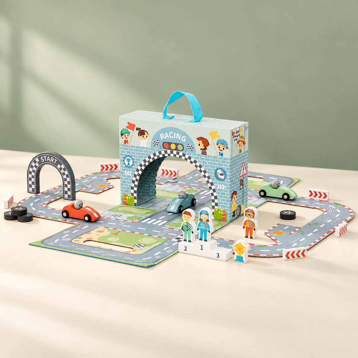 BusyKids Rennstrecken-Spielbox für unterwegs – Premium-Produktansicht