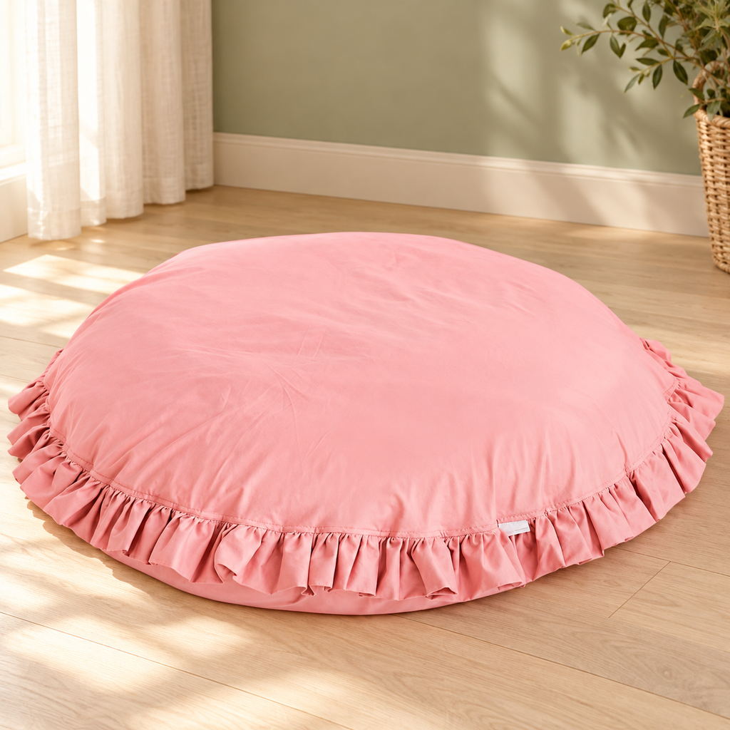 Minicamp Kinder-Bodenkissen mit Rüschen – Rosa, 100 cm – Premium-Ambiente