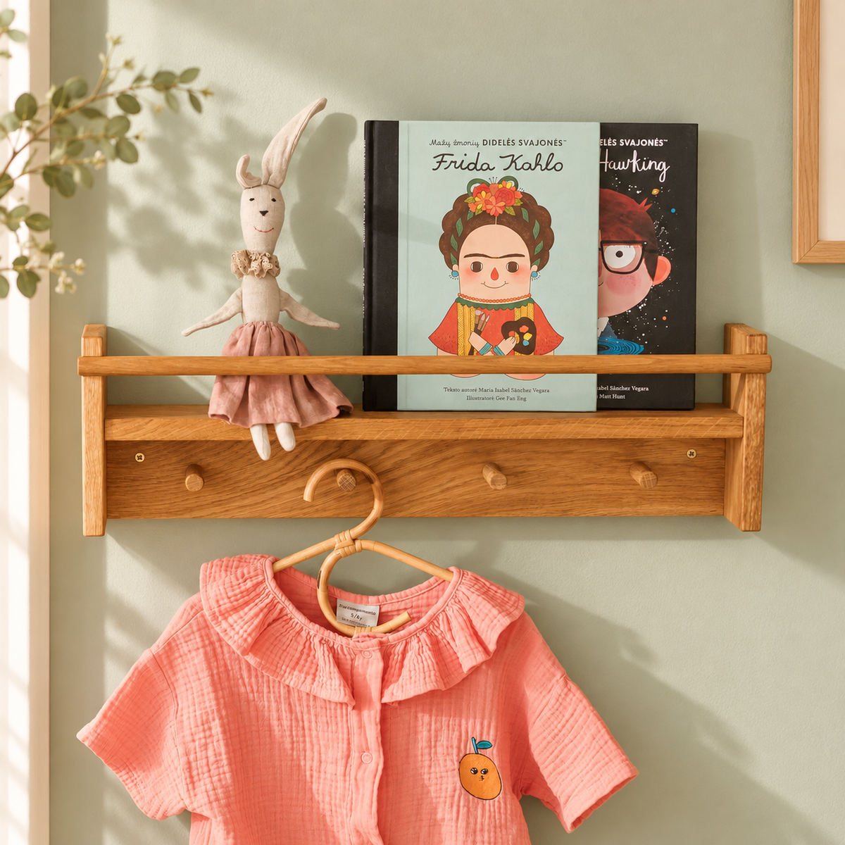 Minicamp Kinder-Bücherregal aus Eiche mit 4 Haken – 58,5 cm – Premium-Ambiente