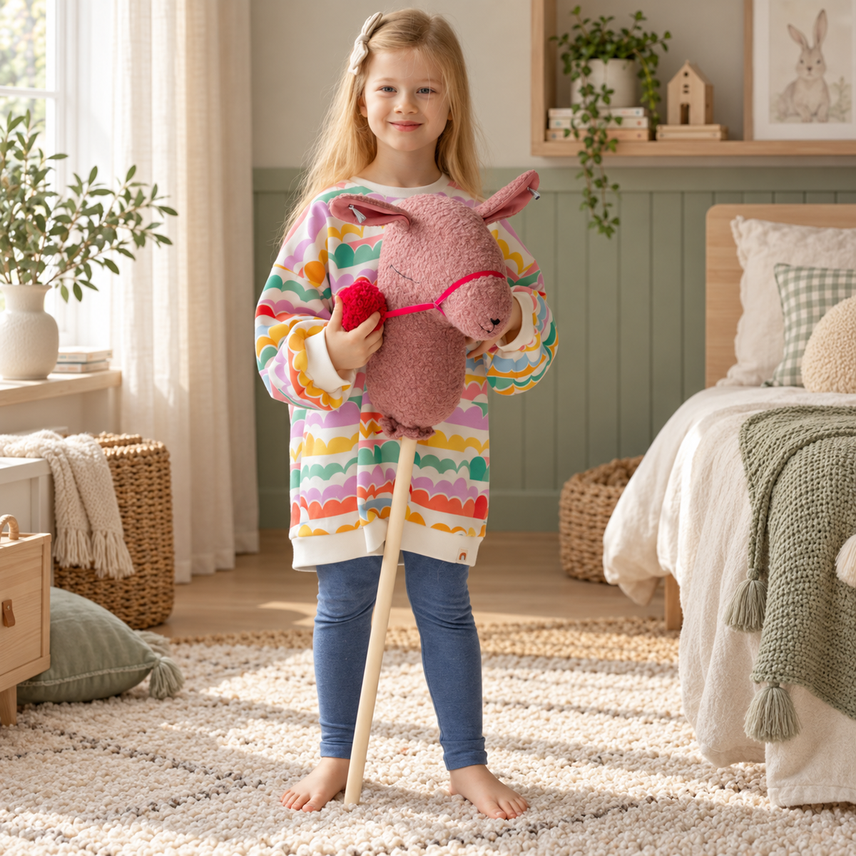 Minicamp Bouclé-Steckenlama & Alpaka – Rosé, 95 cm – Premium-Ambiente