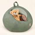 Plush Nest Cord-Spielzeugaufbewahrung & Poufbezug – Grün – Premium Produktaufnahme