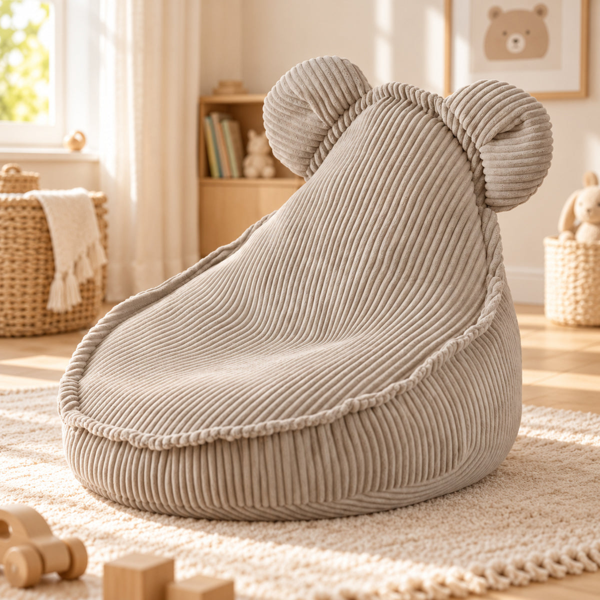 Plush Nest Kindersessel Huggy Bear aus Cord – Beige – Premium Ambiente