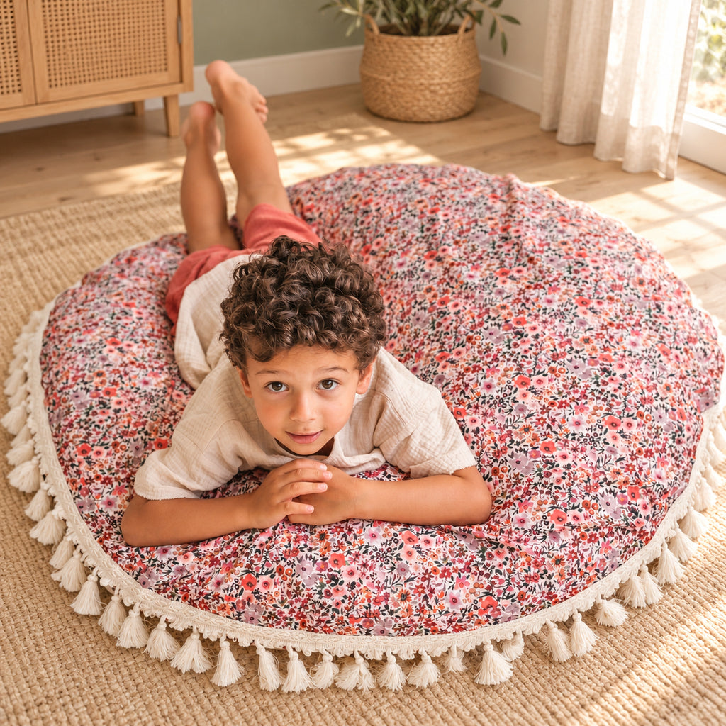 Minicamp Bodenkissen mit Quasten – Rosenmuster, 100 cm