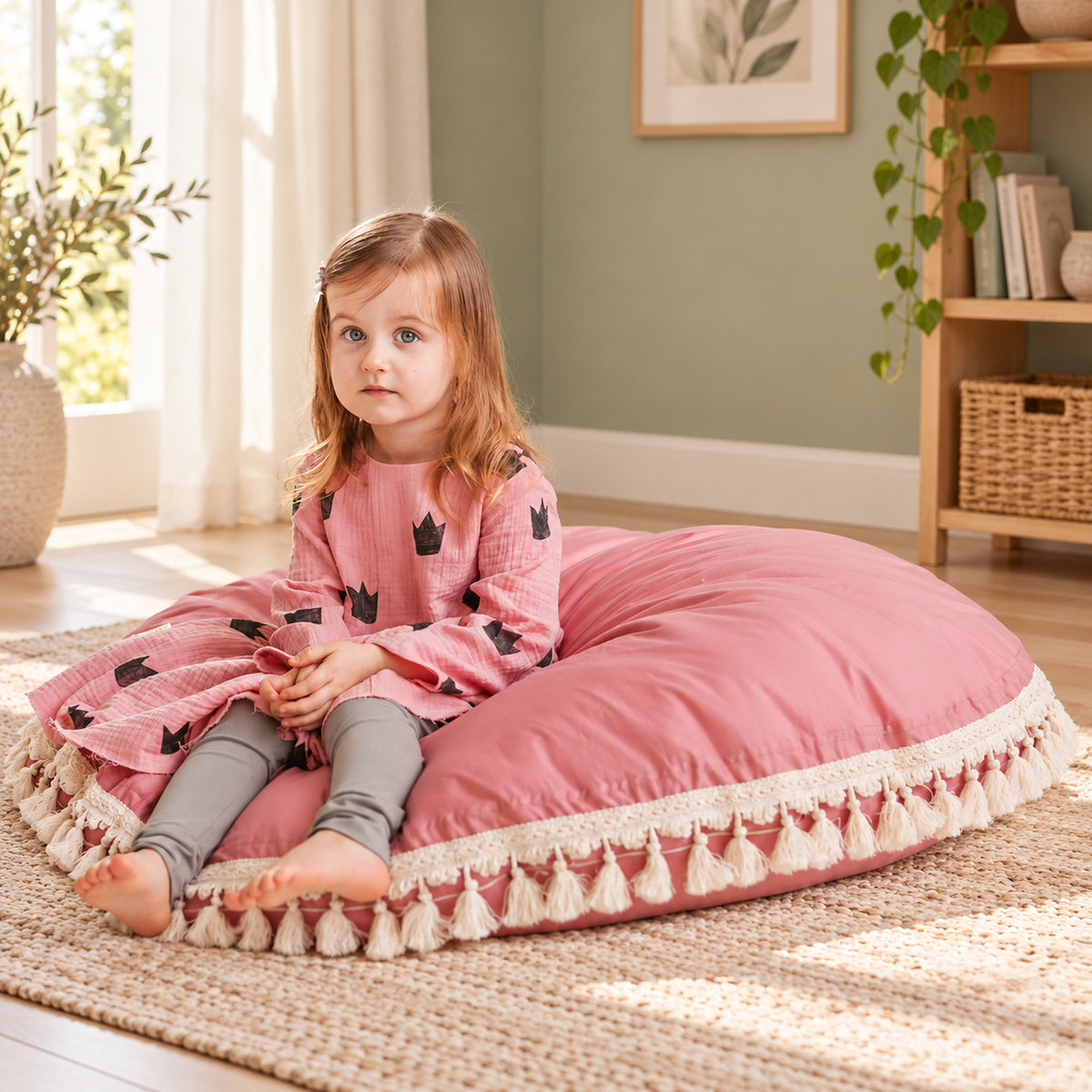 Minicamp Bodenkissen mit Quasten – Rosé, 100 cm