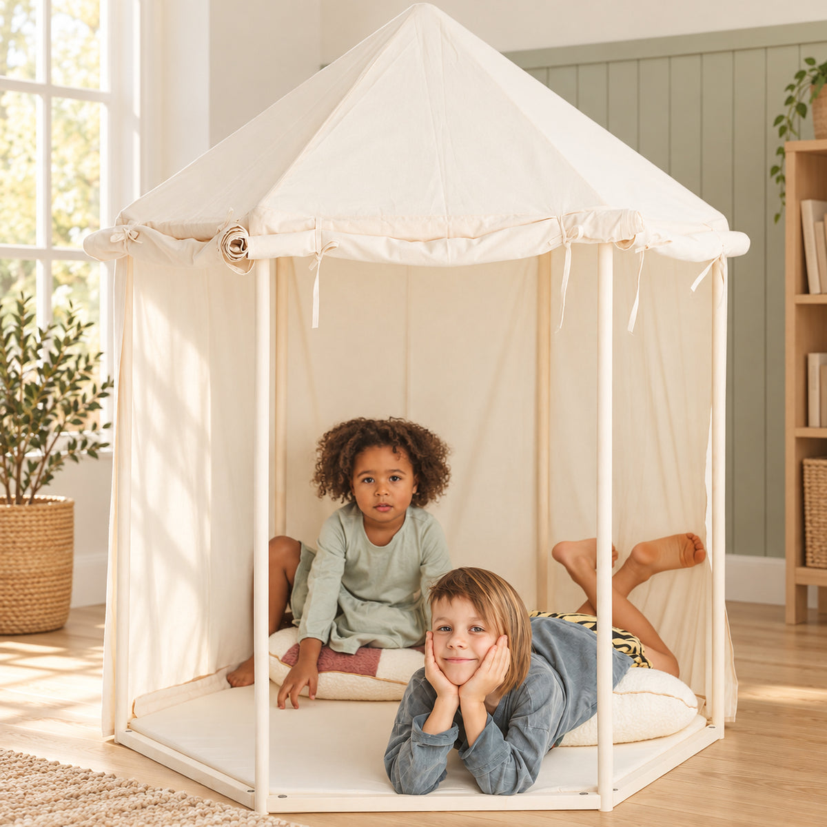 Minicamp Pavillon-Spielzelt aus Baumwoll-Canvas – Natur