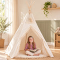 Minicamp XL Tipi mit Quasten – Ecru, 200 cm hoch