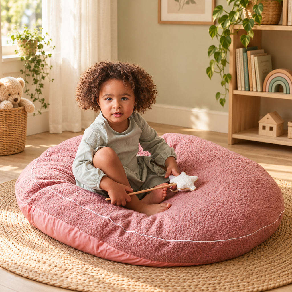 Minicamp Bouclé-Bodenkissen für Kinder – Rosé, 100 cm