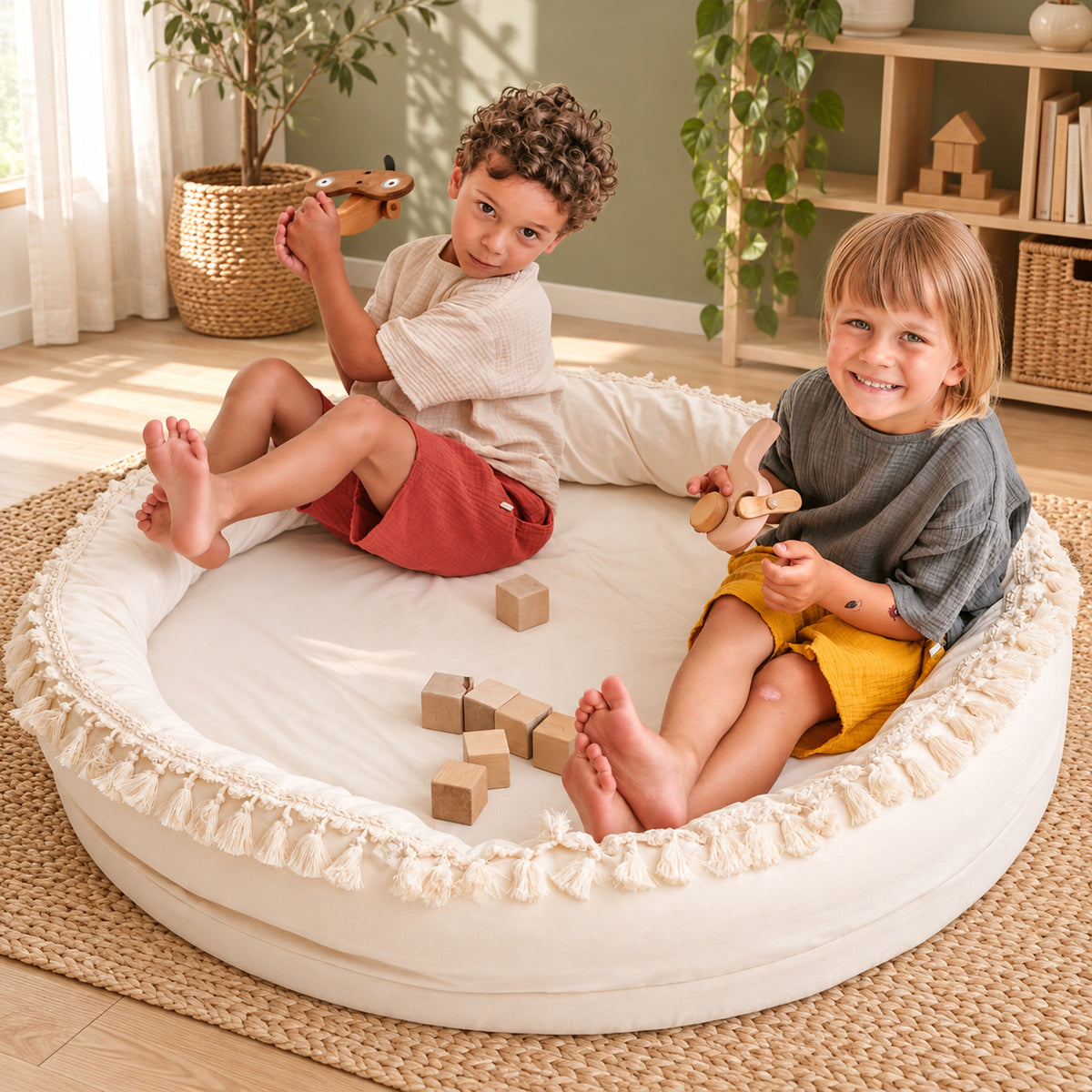 Minicamp Nest-Spielmatte & Bodenliege für Kinder – Ecru, 110 cm
