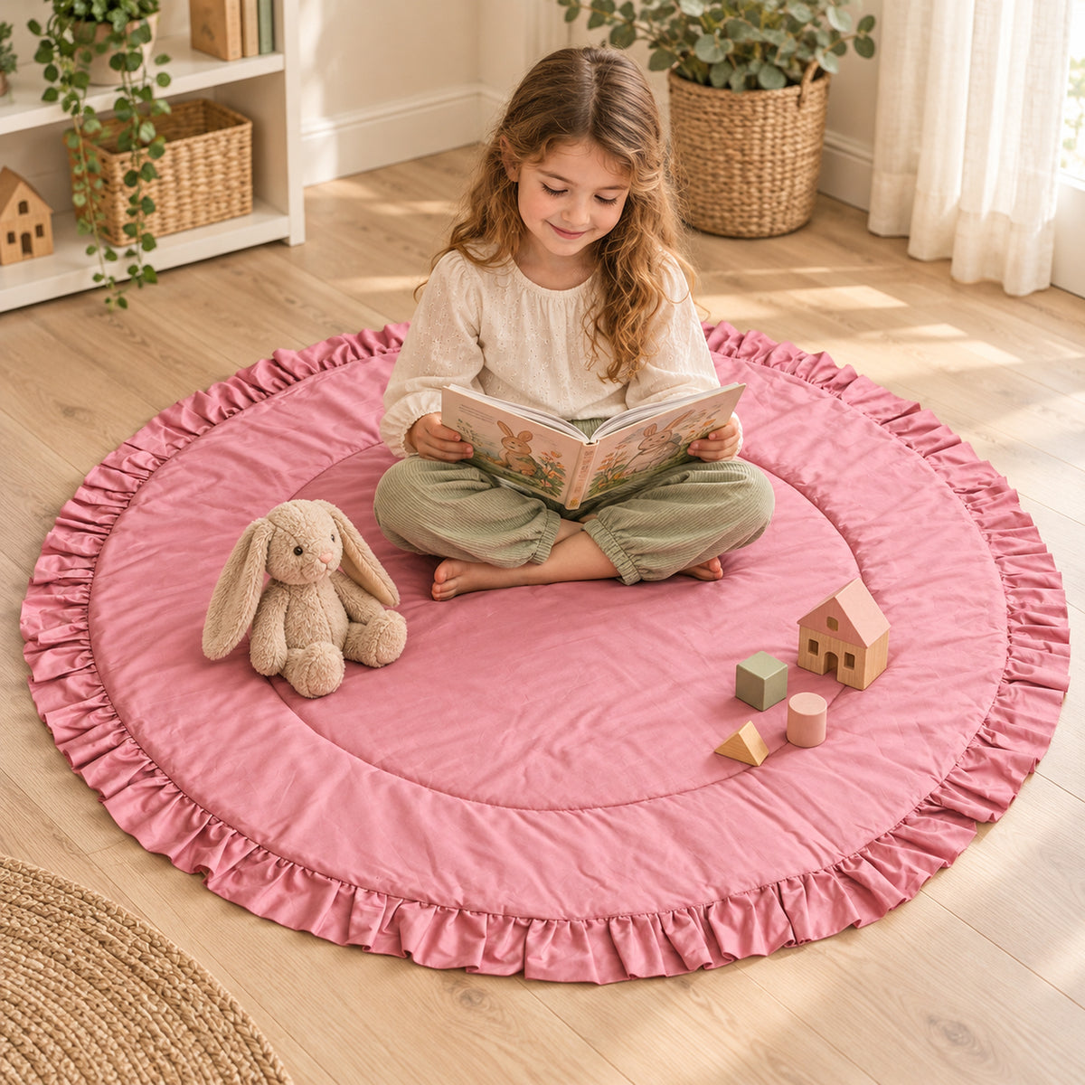 Minicamp Spielmatte mit Rüschen – Rosé, 125 cm