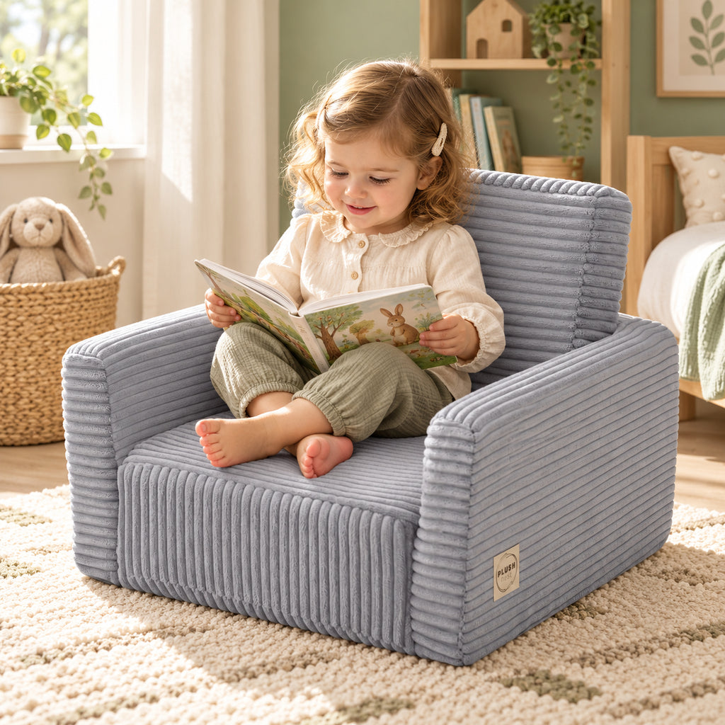 Plush Nest CUBIE Mini 2-in-1 Kinder-Cordsessel – Grau