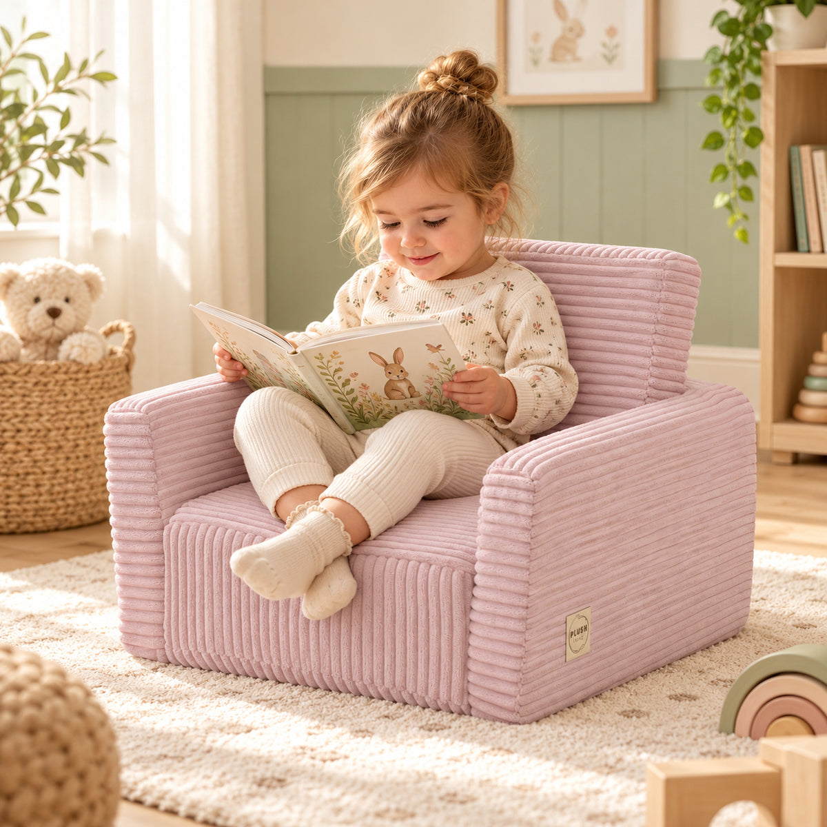 Plush Nest CUBIE Mini 2-in-1 Kinder-Cordsessel – Hellrosa