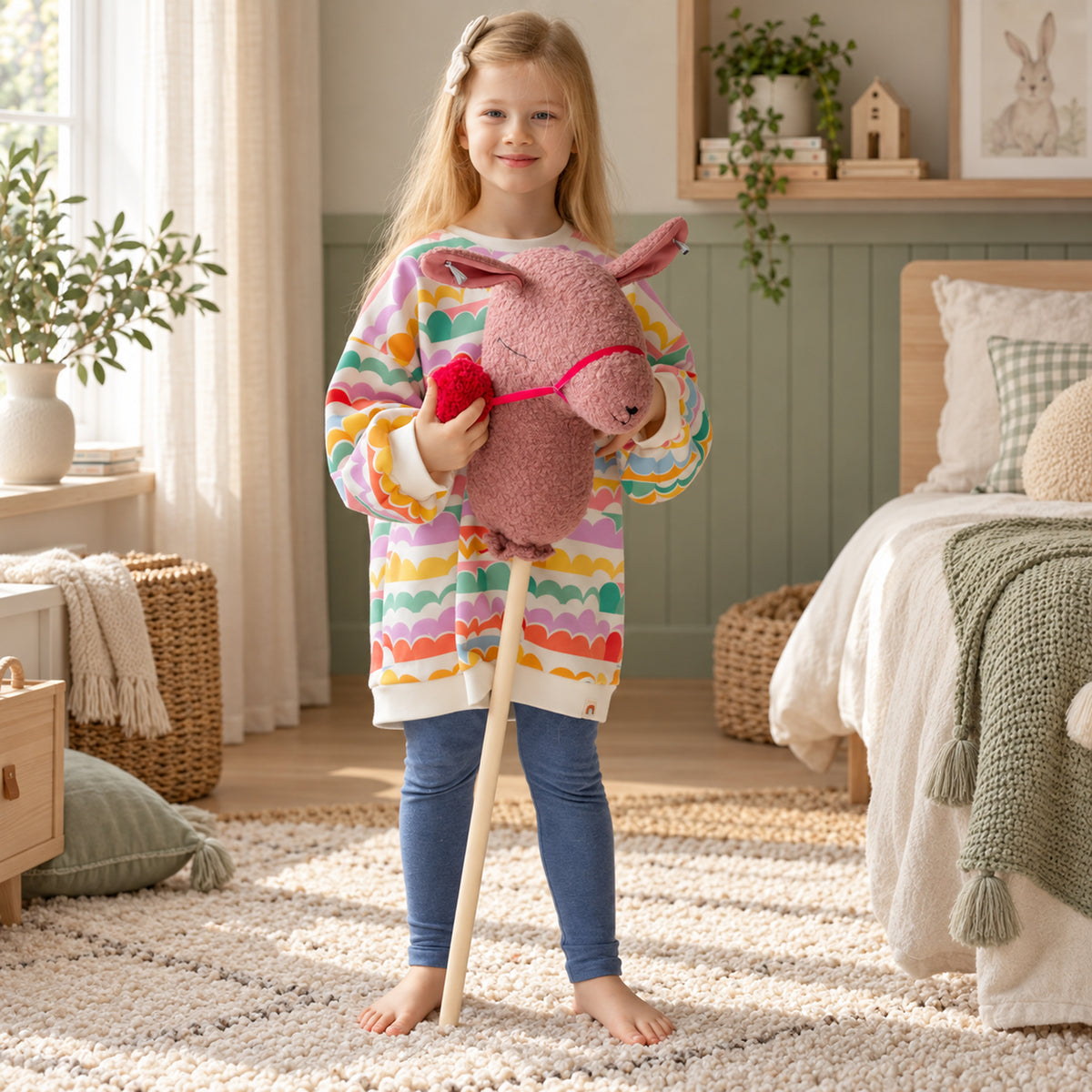 Minicamp Bouclé-Steckenlama & Alpaka – Rosé, 95 cm