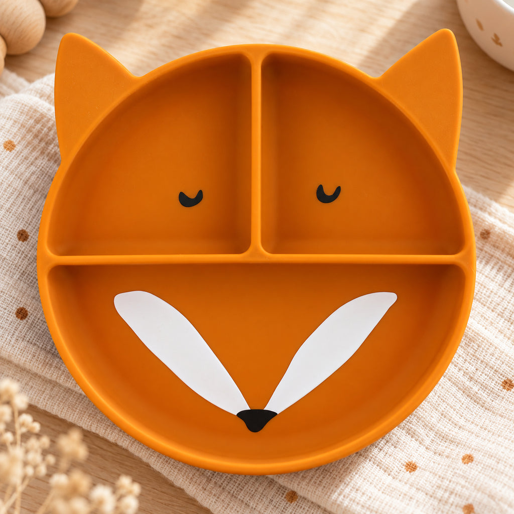 Silikon-Saugteller mit Fächern – Mr. Fox