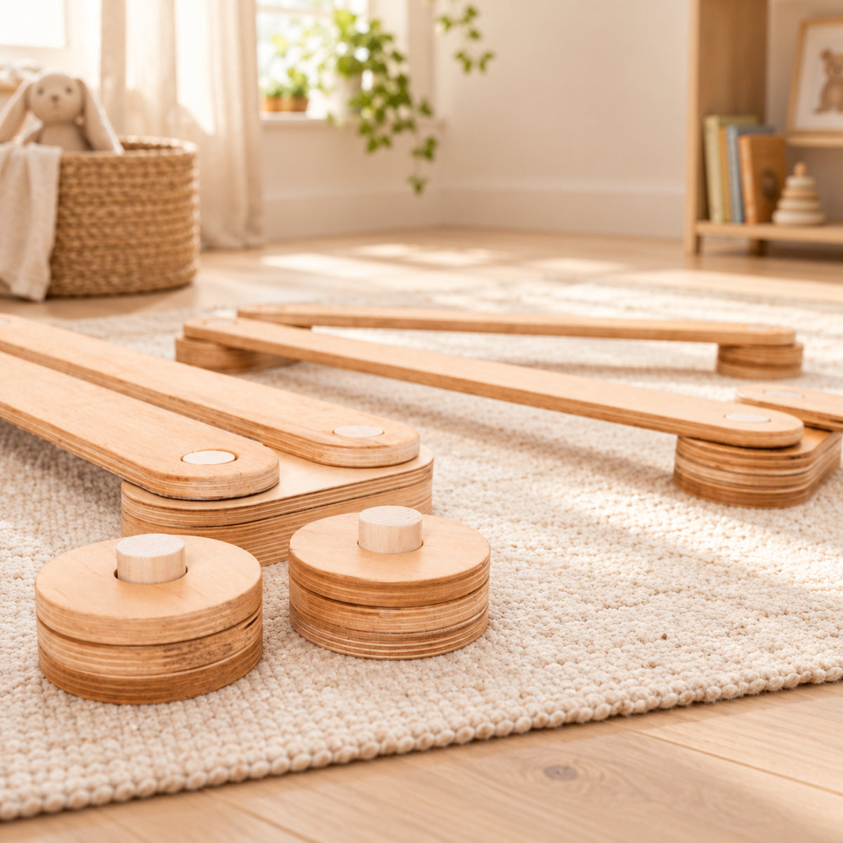 Ewart Woods Balancierbalken aus Holz – 3er-Set – Premium Ambiente