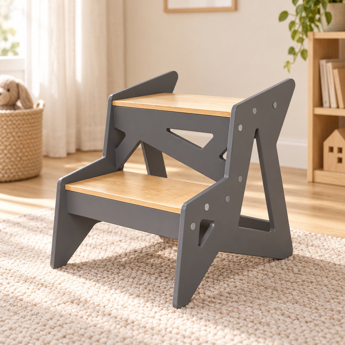 Ewart Woods Holz-Tritthocker mit 2 Stufen – Premium Ambiente