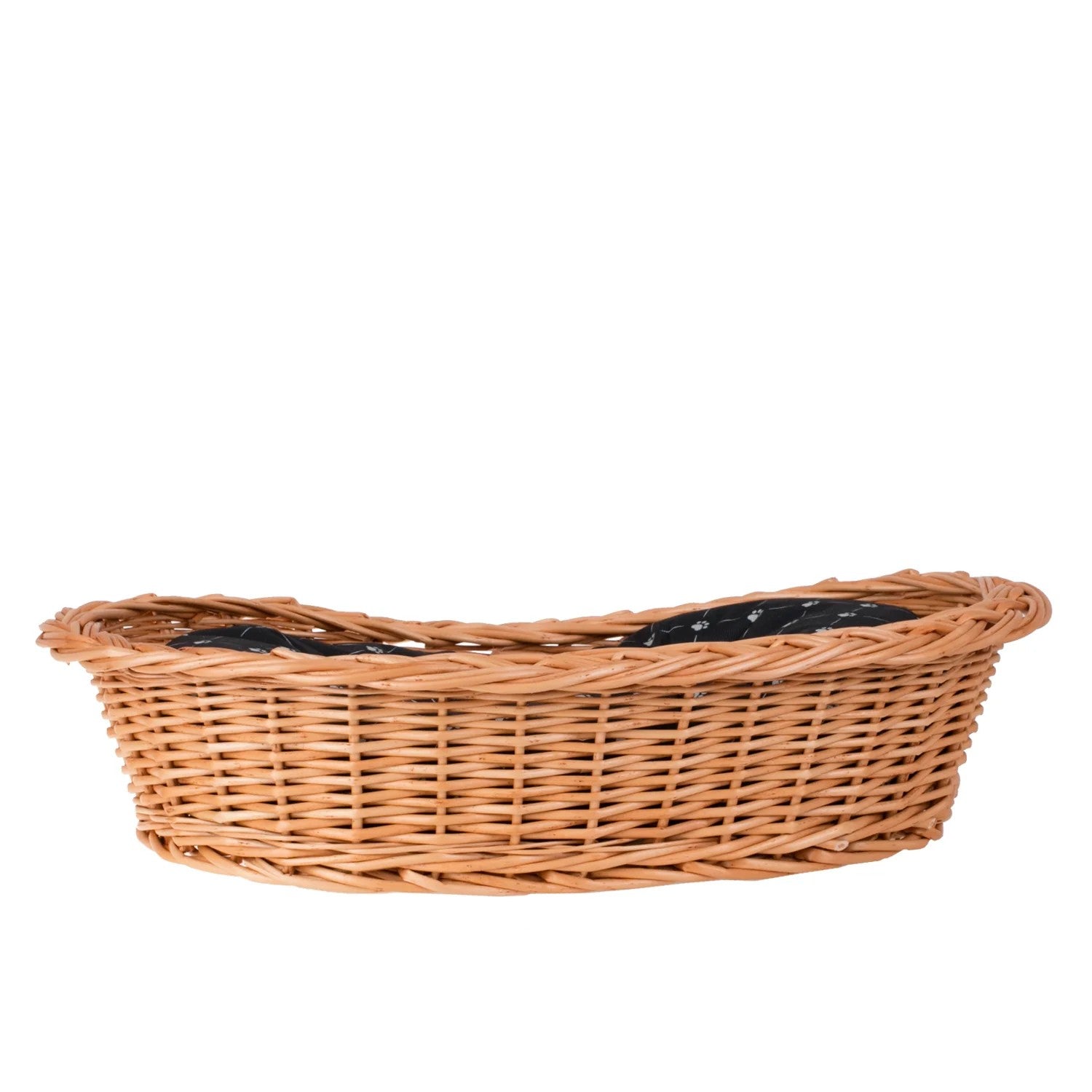 Enovia Natural Wicker Dog Bed With Black Cushion, 80x60 cm