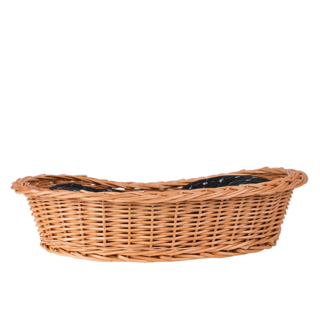Enovia Natural Wicker Dog Bed With Black Cushion, 75x57 cm