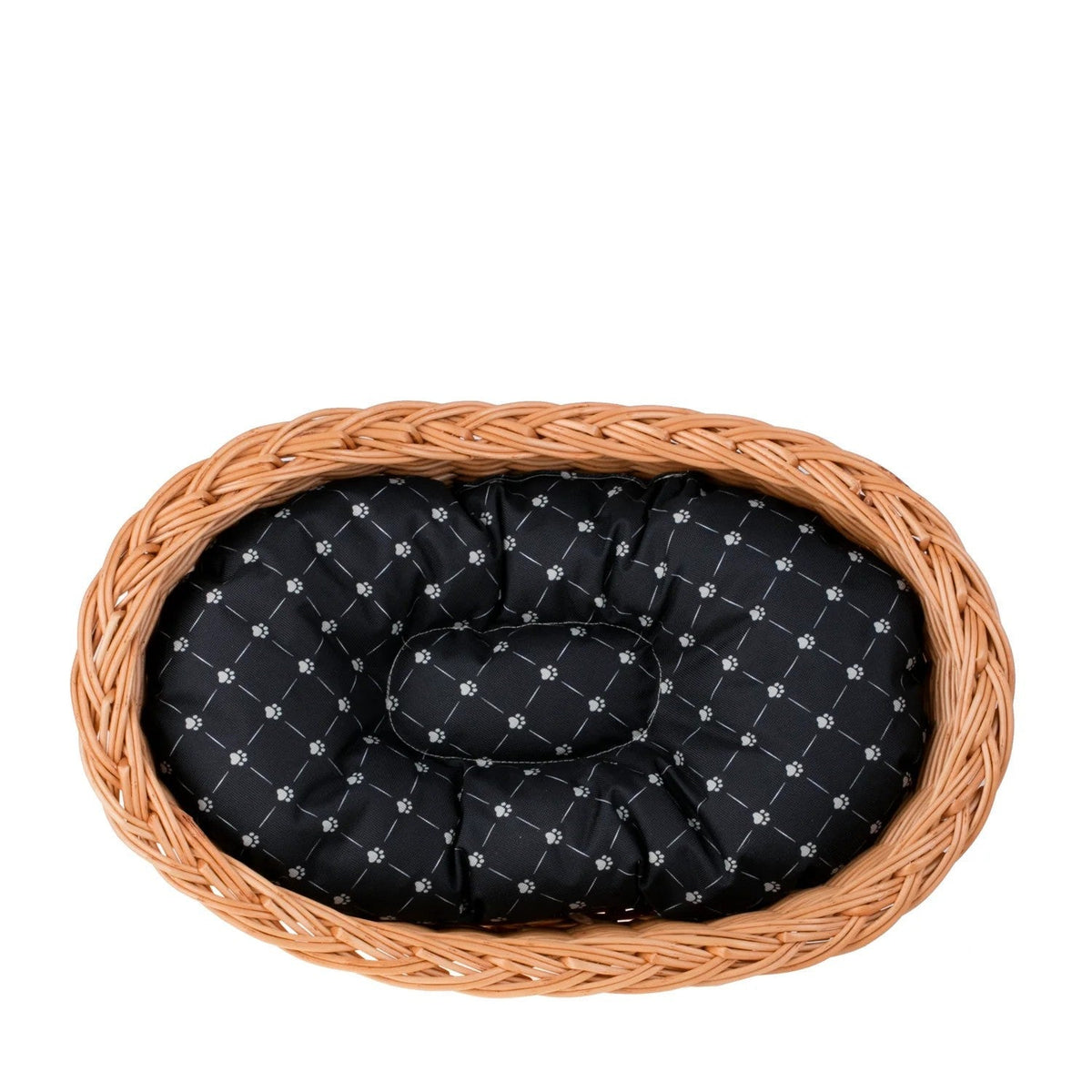 Enovia Hundebett aus Naturweide mit schwarzem Kissen – 70 × 54 cm – Ansicht 13