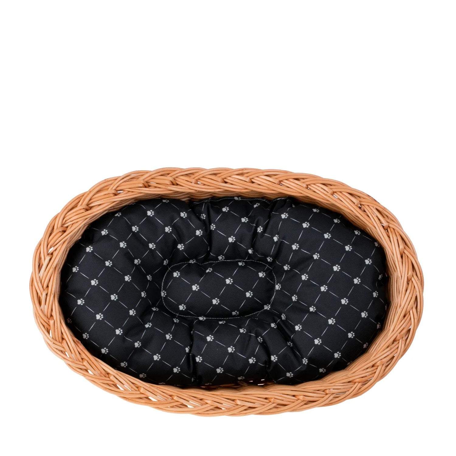 Enovia Natural Wicker Dog Bed With Black Cushion, 60x43 cm