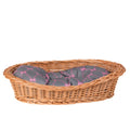 Enovia Natural Wicker Dog Bed With Grey And Pink Cushion, 60x43 cm