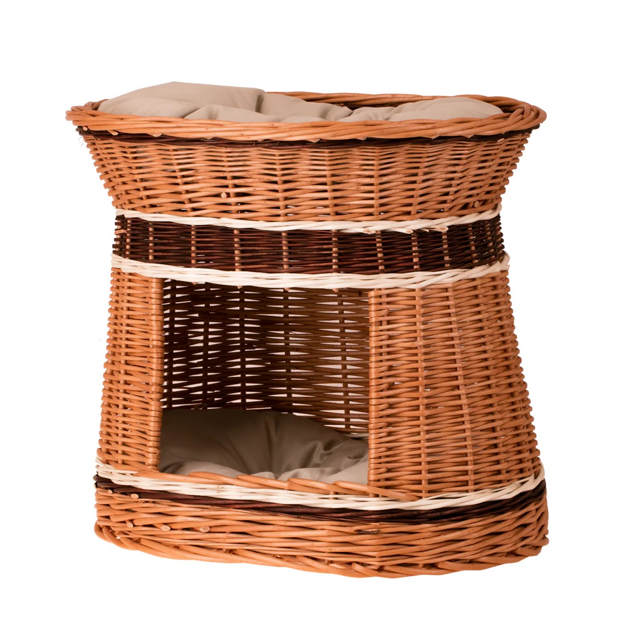 Erif Wicker House For Cat And Small Dog With Two Cushions