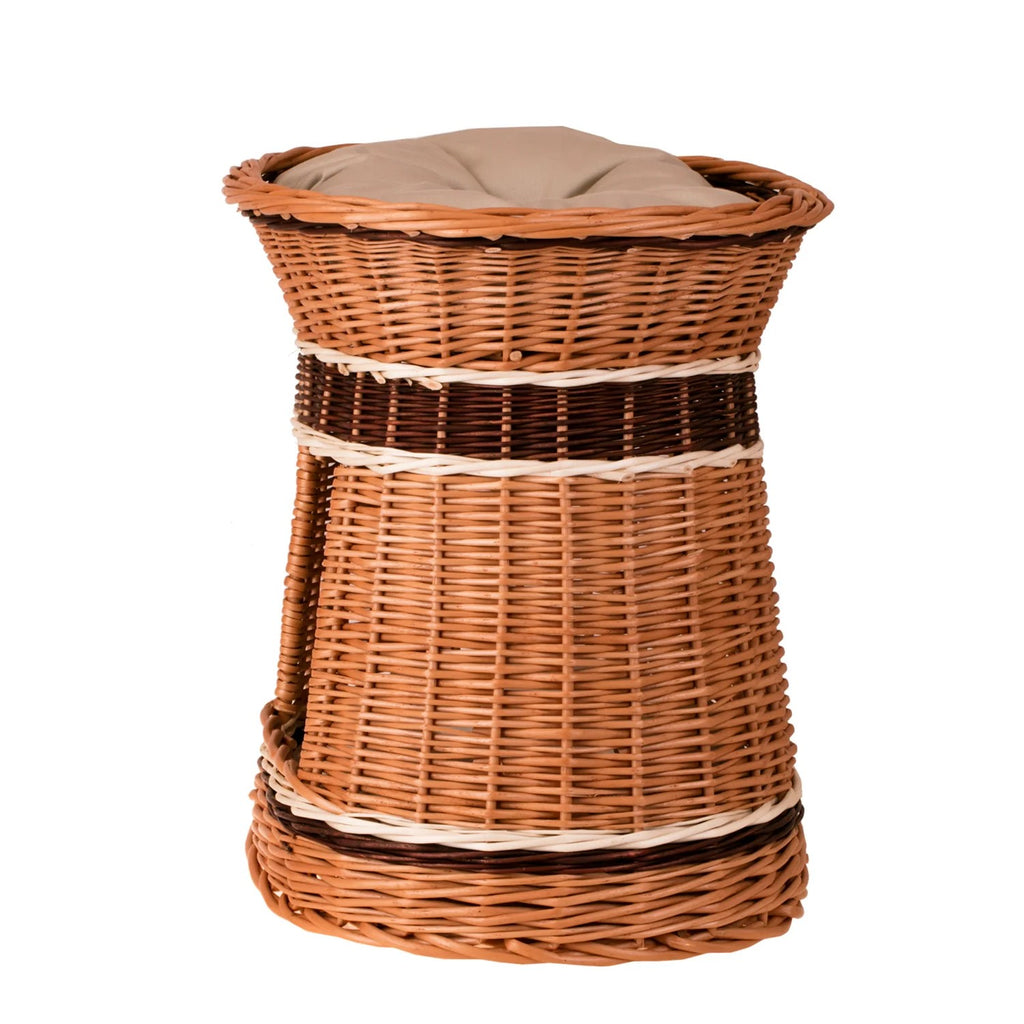 Erif Wicker House For Cat And Small Dog With Two Cushions
