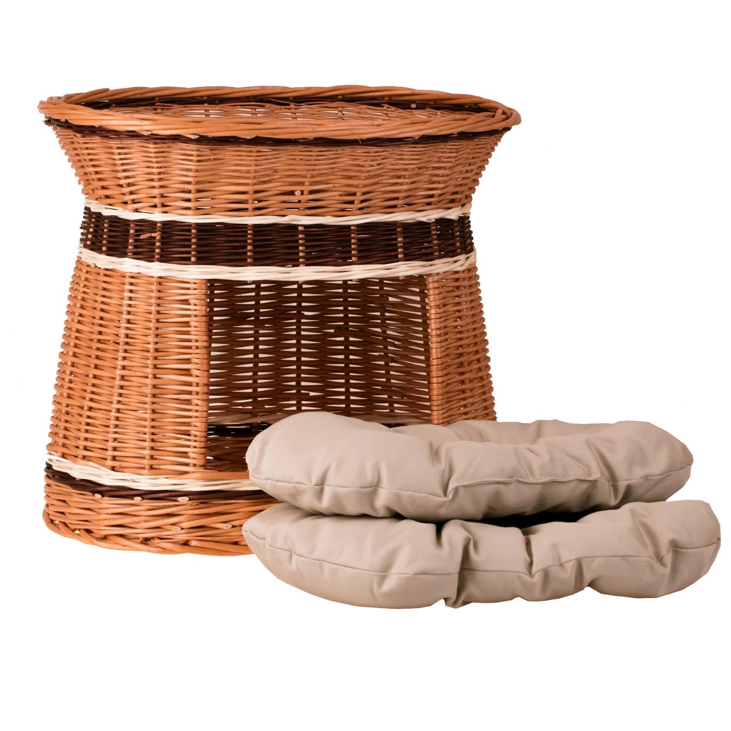 Erif Wicker House For Cat And Small Dog With Two Cushions