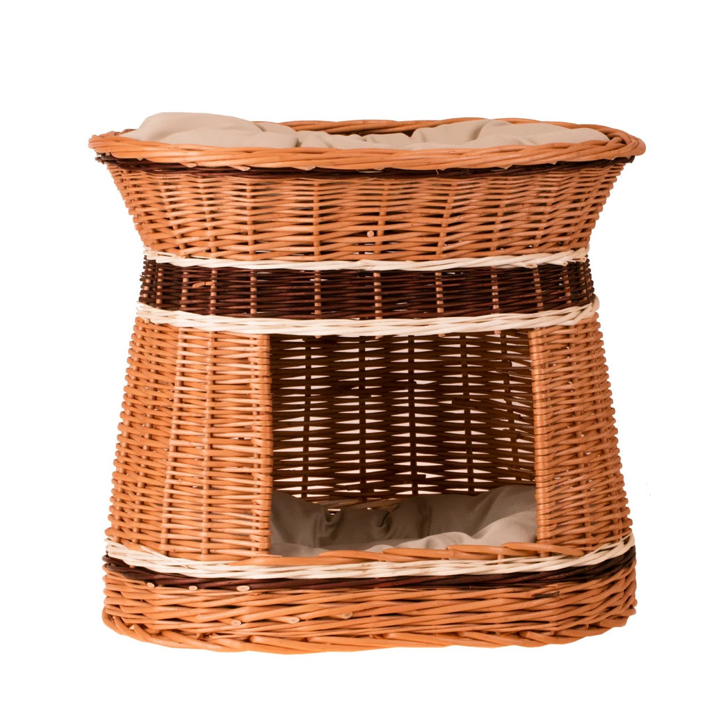 Erif Wicker House For Cat And Small Dog With Two Cushions
